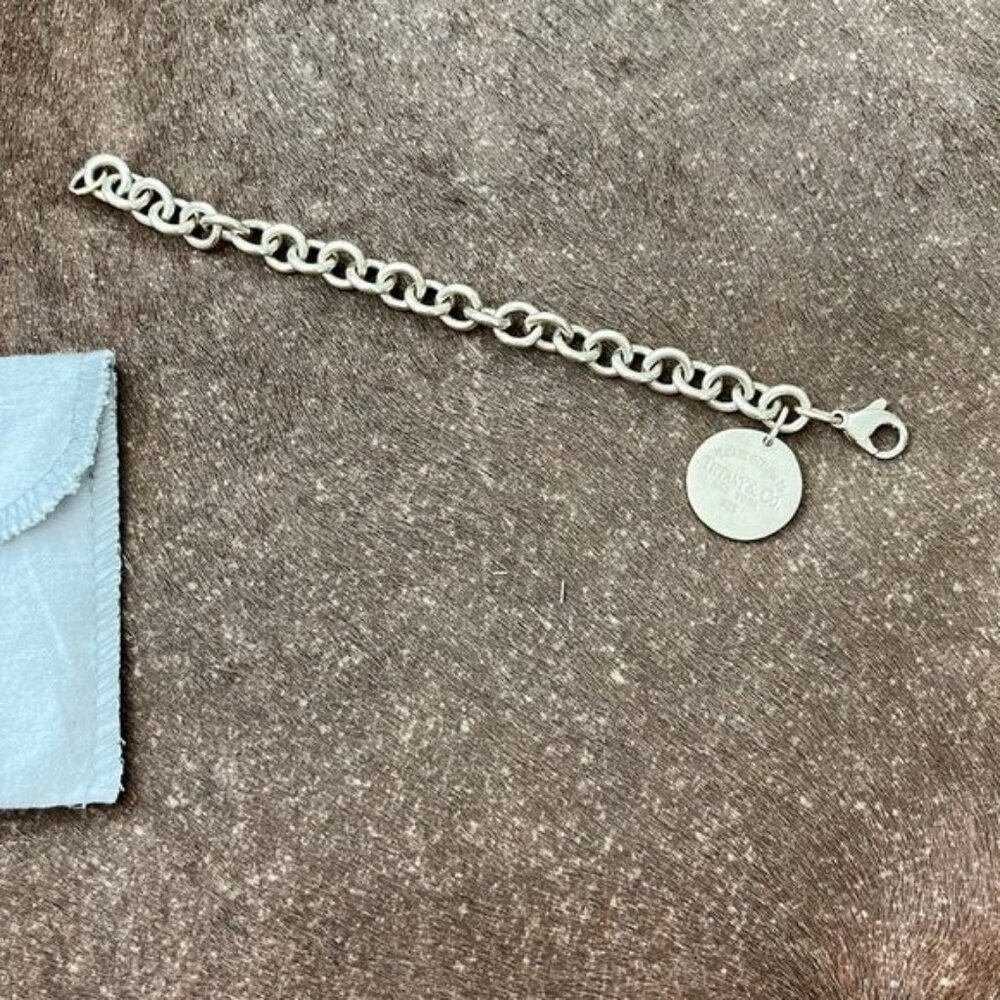 Tiffany Sterling Silver Return To Circle Tag Charm Lobster Clasp Bracelet - Picture 5 of 5